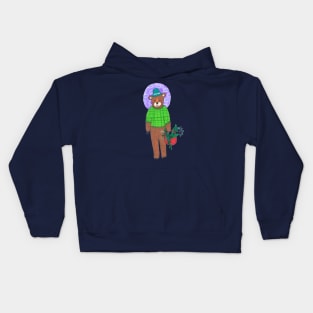 Bear With Flowers Kids Hoodie